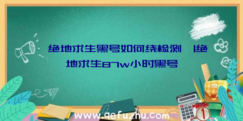 「绝地求生黑号如何绕检测」|绝地求生87w小时黑号